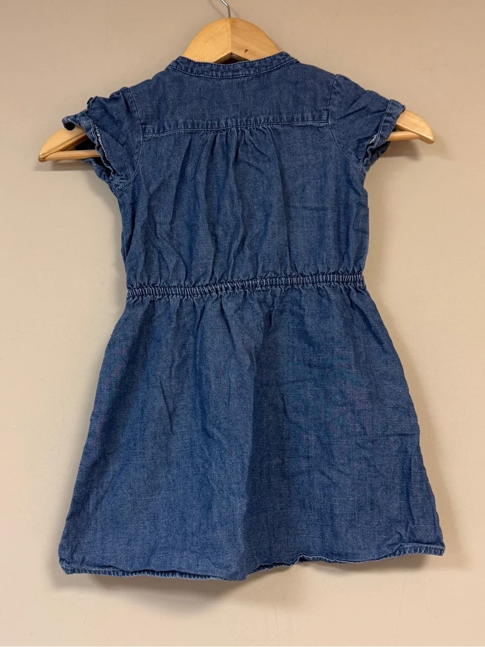 OshKosh Blue Denim Dress Girl’s 4 Button Front Ruffle Casual Summer Cute Party